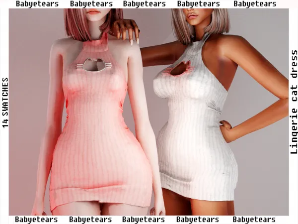 Alpha Lingerie cat dress by babyetears - The Sims 4 Custom Content