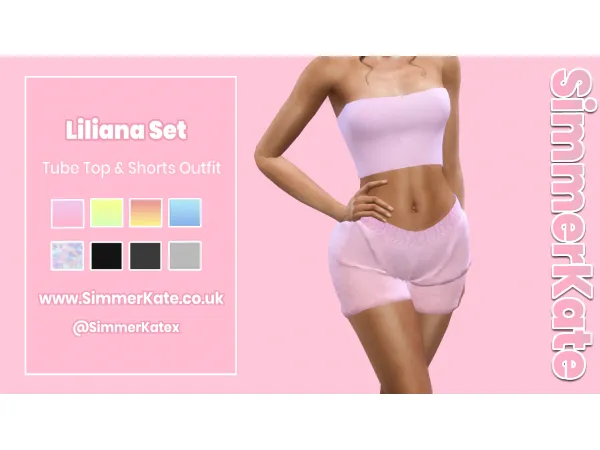 Alpha Liliana Shorts and Top Set by simmerkatex - The Sims 4 custom content