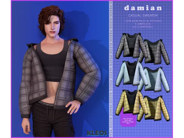Maxis Match PEACH REWARD Damien Casual Sweater by smsims - The Sims 4 Custom Content