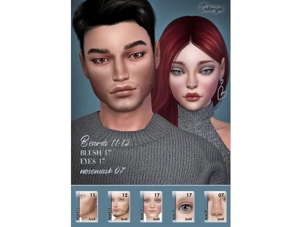 Mix Beards 11 12 blush 17 eyes 17 nosemask 07 - The Sims 4 Custom Content
