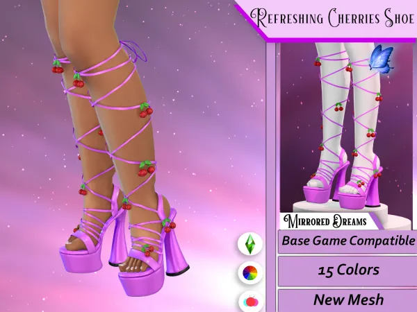 Alpha Refreshing Cherries Shoe (SLIDER) by mirroreddreamscc - The Sims 4 Custom Content