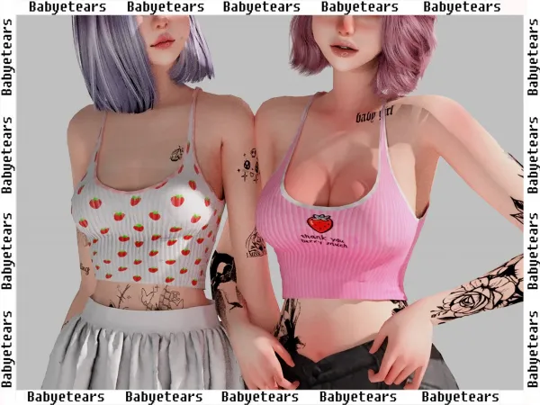 Alpha Strawberry tank - The Sims 4 Custom Content