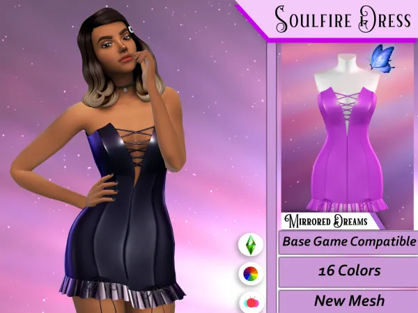 Alpha Soufire Dress by mirroreddreamscc - The Sims 4 Custom Content