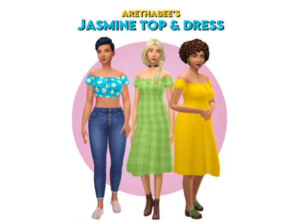 Maxis Match arethabee jasmine top dress by simsfinds - The Sims 4 Custom Content