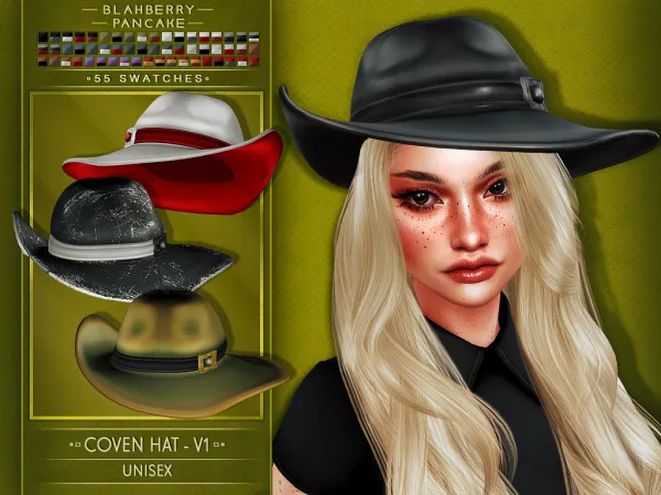 Alpha Blahberry Pancake Coven Hat V1 by blahberry-pancake - The Sims 4 Custom Content