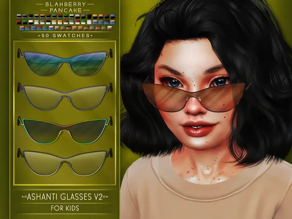Alpha Ashanti Glasses V2 KIDS by blahberry-pancake - The Sims 4 Custom Content