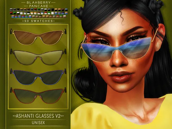 Alpha Ashanti Glasses V2 unisex by blahberry-pancake - The Sims 4 Custom Content