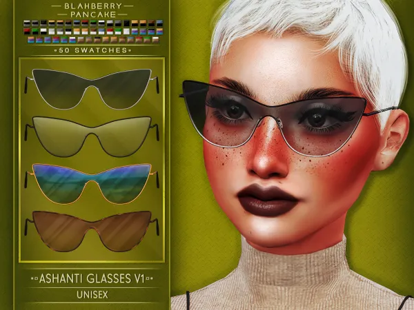 Alpha Ashanti Glasses V1 unisex by blahberry-pancake - The Sims 4 Custom Content