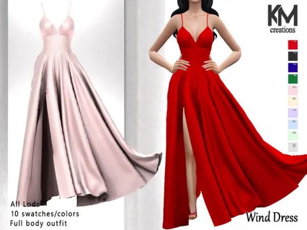 Alpha [KM] Wind Dress - The Sims 4 Custom Content