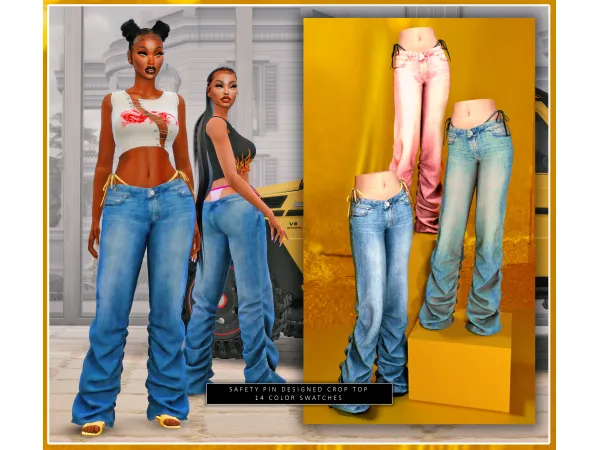 Alpha OVERSIZED DENIM PANTS dorific by simsfinds - The Sims 4 Custom Content