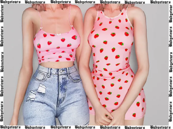 Alpha Strawberry set by babyetears - The Sims 4 Custom Content