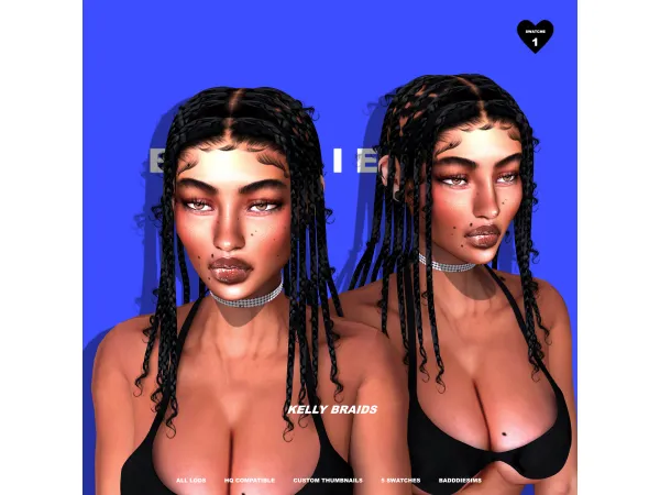 Alpha KELLY BRAIDS by BADDDIESIMS - The Sims 4 Custom Content