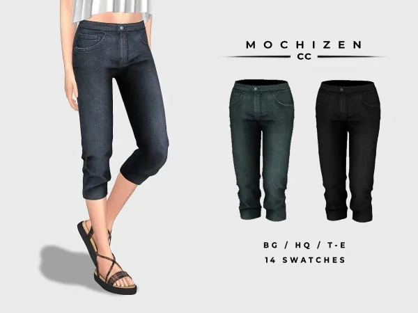 Alpha Mochizen Female Low Waist Cropped Jeans by mochizen-cc - The Sims 4 custom content
