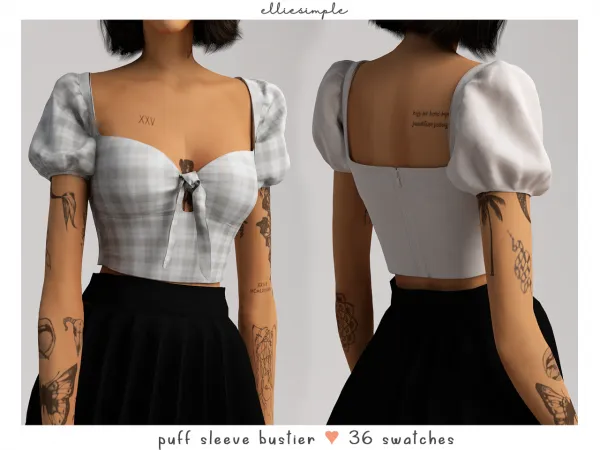 Alpha elliesimple puff sleeve bustier by elliesimple - The Sims 4 Custom Content
