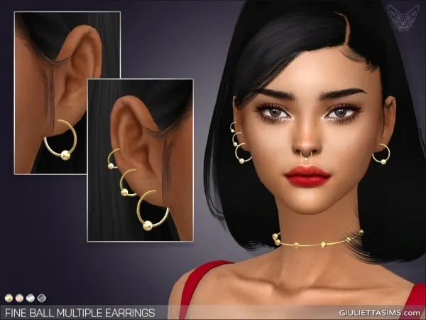 Alpha Fine Ball Multiple Earrings by giuliettasims - The Sims 4 Custom Content