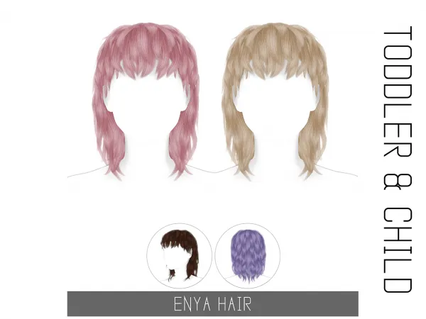 Alpha ENYA HAIR TODDLER CHILD by simsfinds - The Sims 4 Custom Content