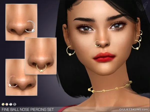 Alpha Fine Ball Nose Piercing Set by giuliettasims - The Sims 4 Custom Content