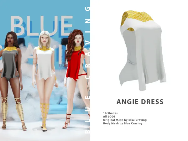 Alpha Angie Dress by bluecraving - The Sims 4 Custom Content