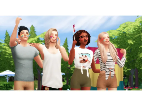 Maxis Match HAPPY PRIDE MONTH POSEPACK FLAGS ACCESSORIES - The Sims 4 Custom Content