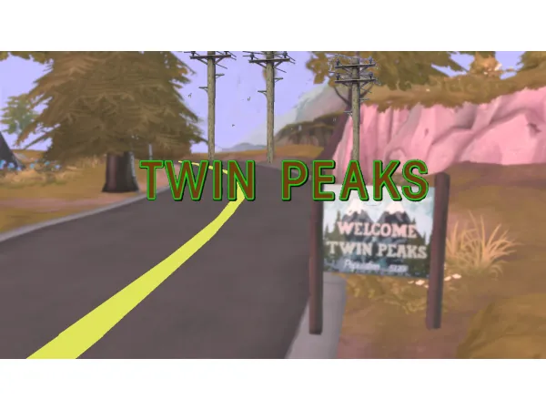 Maxis Match Twin Peaks Town Sign by simsfinds - The Sims 4 Custom Content