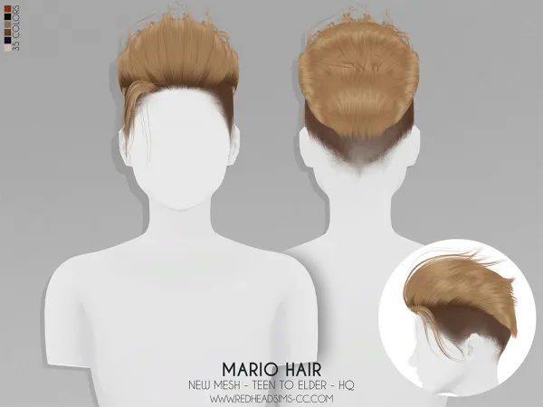 Alpha MARIO HAIR by redheadsims - The Sims 4 custom content