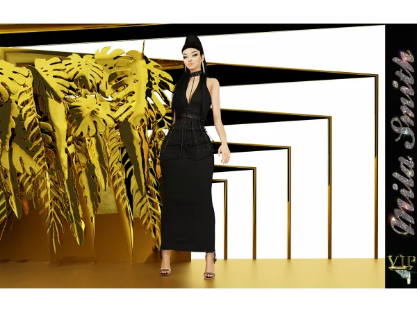 Alpha VIP 38 Maxi Dress by simsfinds - The Sims 4 Custom Content