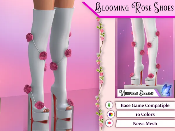 Alpha Blooming Rose Shoes (SLIDER) (Free) by mirroreddreamscc - The Sims 4 Custom Content