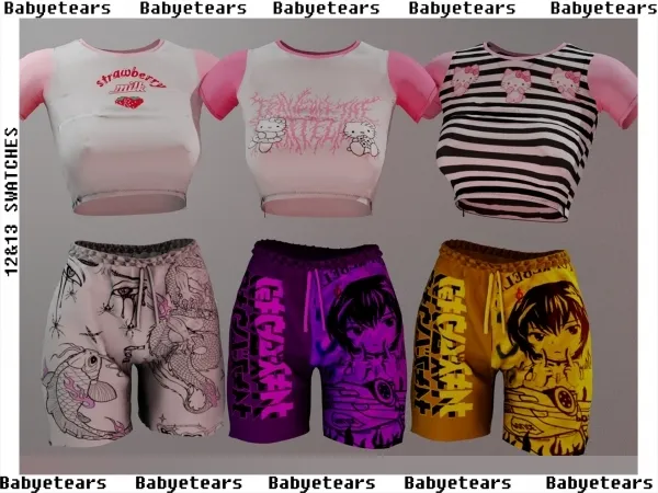 Alpha Tank Hello Kitty Shorts ANIME - The Sims 4 Custom Content