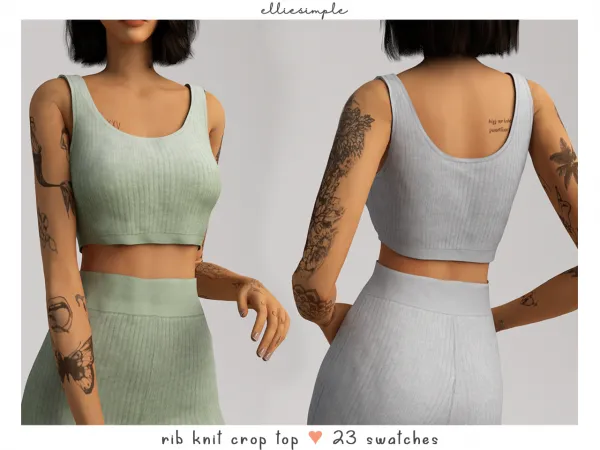 Alpha Elliesimple Rib Knit Crop Top by elliesimple - The Sims 4 Custom Content