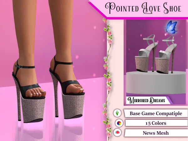 Alpha Pointed Love Shoe (Slider) by mirroreddreamscc - The Sims 4 Custom Content