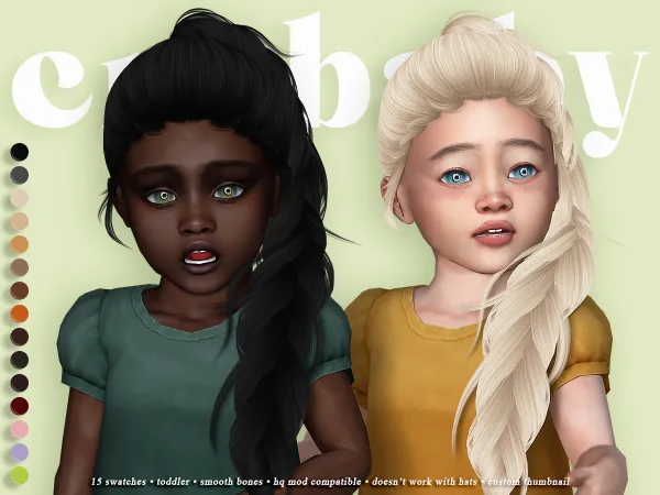 Alpha crybaby alexis hair (anto) toddler by crybaby - The Sims 4 Custom Content