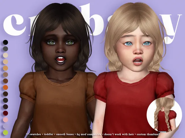 Alpha crybaby oldschool hair (newsea) toddler - The Sims 4 Custom Content