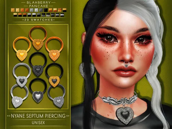 Alpha BlahberryPancake Nyane Septum Piercing (unisex) by blahberry-pancake - The Sims 4 Custom Content