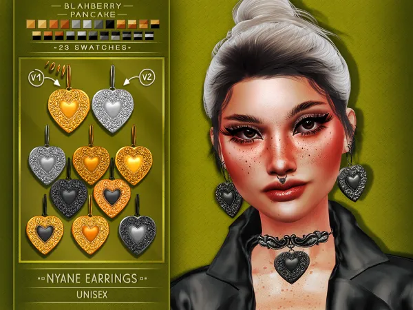 Alpha BlahberryPancake Nyane Earrings (unisex) by blahberry-pancake - The Sims 4 Custom Content