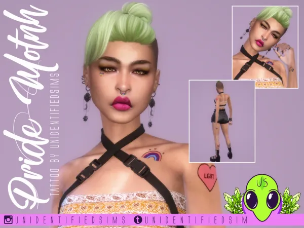 Mix Pride Month Tattoo by unidentifiedsims - The Sims 4 Custom Content