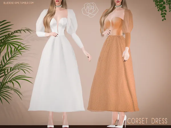 Alpha Vintage Corset Dress BRsims by bluerose-sims - The Sims 4 Custom Content