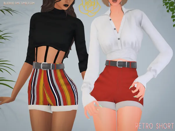 Alpha Retro Short BRsims by bluerose-sims - The Sims 4 Custom Content