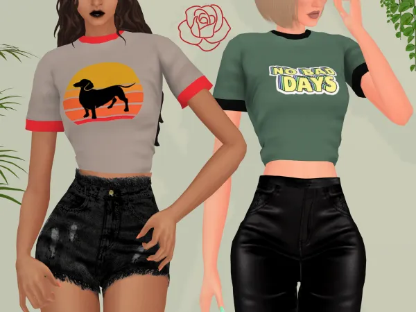 Mix Retro Top BRsims by bluerose-sims - The Sims 4 Custom Content