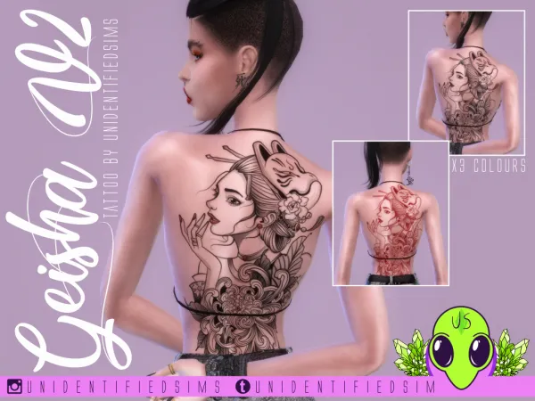 Mix Geisha V2 Tattoo by unidentifiedsims - The Sims 4 Custom Content