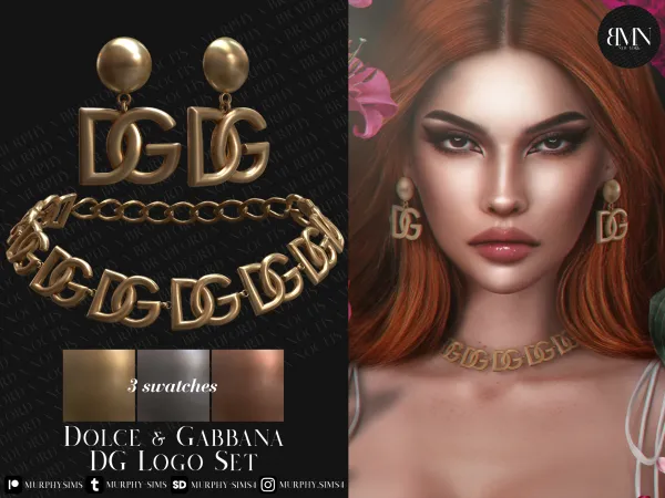 Alpha Dolce Gabbana DG Logo Set by bradford - The Sims 4 Custom Content