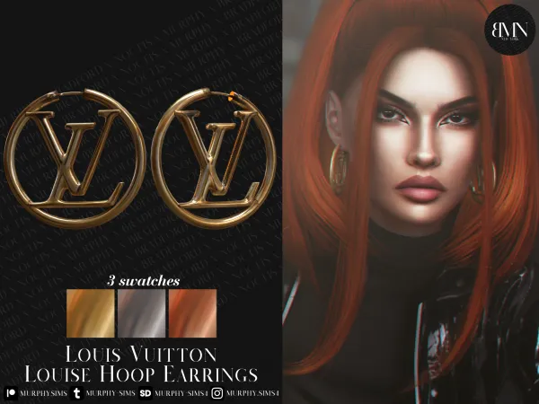 Alpha Louis Vuitton Louise Hoop Earrings by bradford - The Sims 4 Custom Content