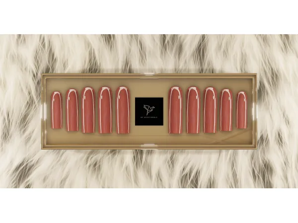 Alpha Square Nail Shape in Nude Tones by simsfinds - The Sims 4 Custom Content