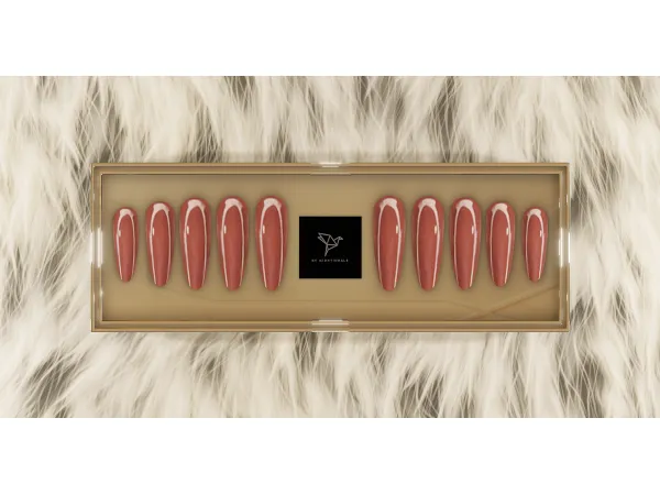 Alpha Almond Nail Shape in Nude Tones by Nightingale Sims - The Sims 4 Custom Content