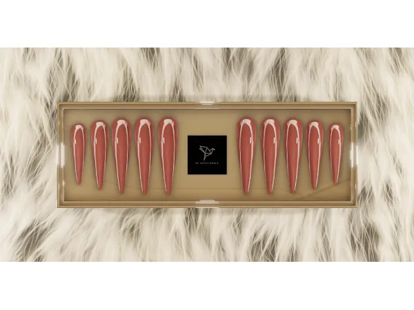 Alpha Stiletto Nail Shape in Nude Tones by simsfinds - The Sims 4 Custom Content