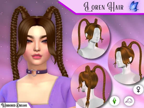 Maxis Match Loren Hair by mirroreddreamscc - The Sims 4 Custom Content