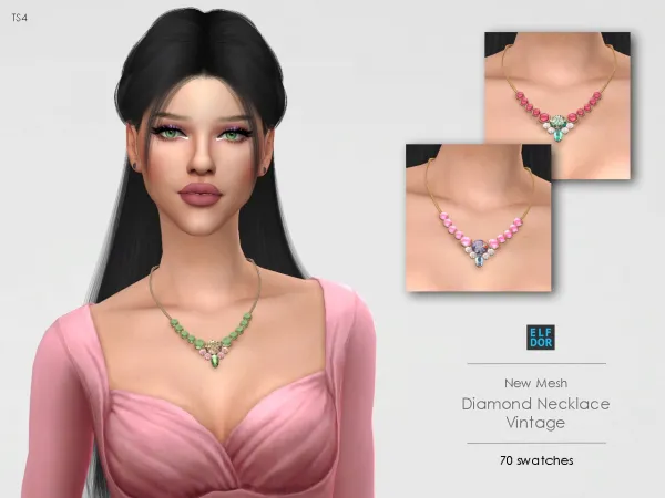 Mix Diamond Necklace Vintage - The Sims 4 Custom Content