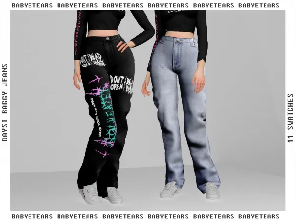 Alpha DAYSI BAGGY JEANS by babyetears - The Sims 4 Custom Content