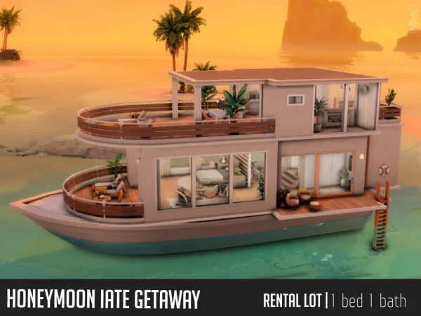 Maxis Match Honeymoon Iate Getaway by simsfinds - The Sims 4 Custom Content