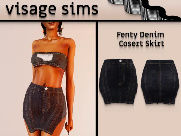 Alpha Fenty Denim Corset Skirt by v1s4g3 - The Sims 4 custom content