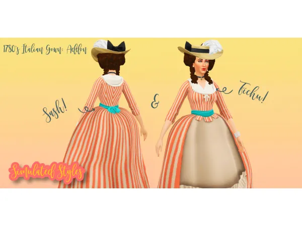 Maxis Match 1780S Italian Gown Addon Fichu Sash - The Sims 4 Custom Content